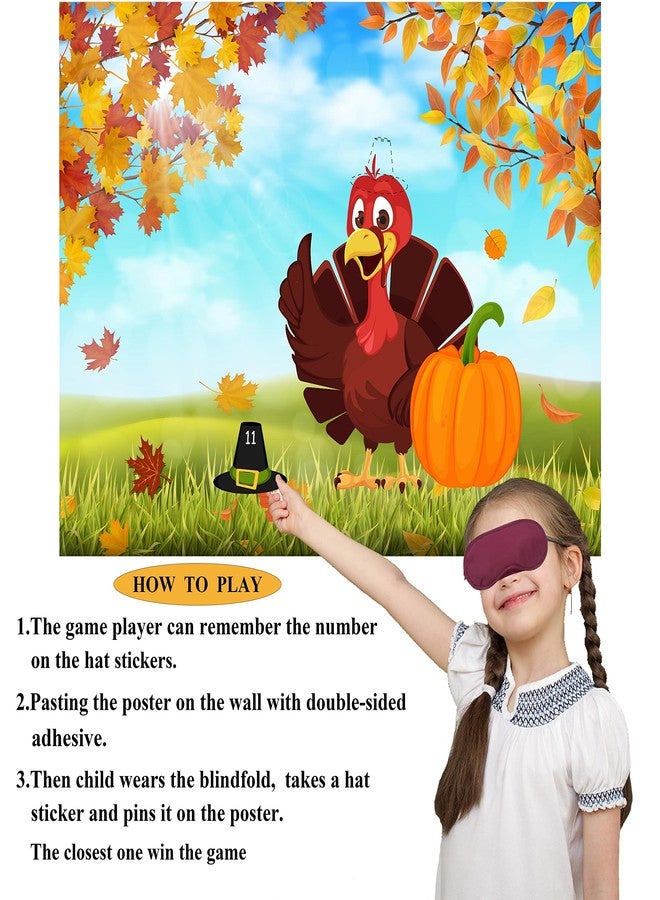 HRENCY Pin The Hat on The Turkey Game - Thanksgiving Party Games for Kids and Fall Festival Activities - Turkey Party Supplies - Image 4